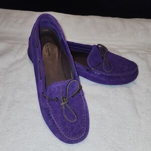 Bottega Veneta Purple Intrecciato Suede Bow Driving Loafers